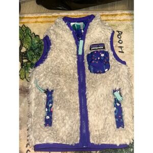 Patagonia Baby Retro-X Fleece Vest Cream Purple Floral 3-6M Outdoor Babywear